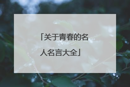 关于青春的名人名言大全