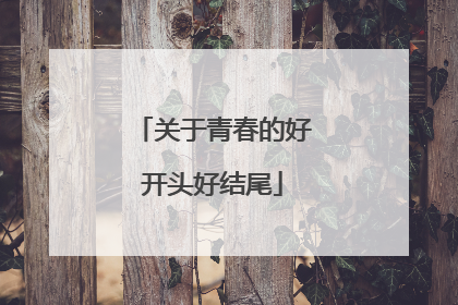 关于青春的好开头好结尾