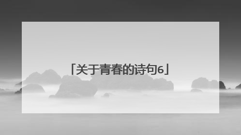 关于青春的诗句6