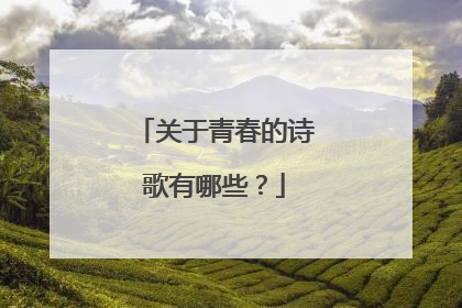 关于青春的诗歌有哪些？