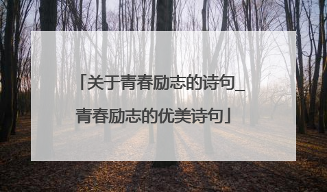 关于青春励志的诗句_青春励志的优美诗句