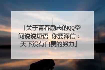 关于青春励志的QQ空间说说短语 你要深信:天下没有白费的努力