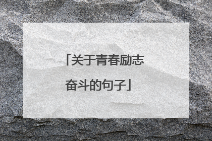 关于青春励志奋斗的句子