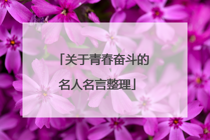 关于青春奋斗的名人名言整理