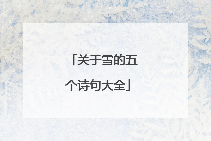 关于雪的五个诗句大全