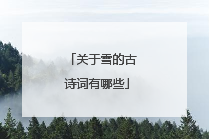 关于雪的古诗词有哪些