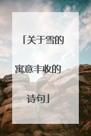 关于雪的寓意丰收的诗句