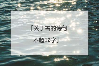 关于雪的诗句不超10字