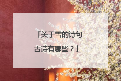 关于雪的诗句古诗有哪些?