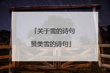 关于雪的诗句赞美雪的诗句