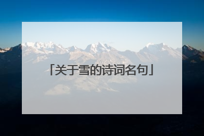 关于雪的诗词名句