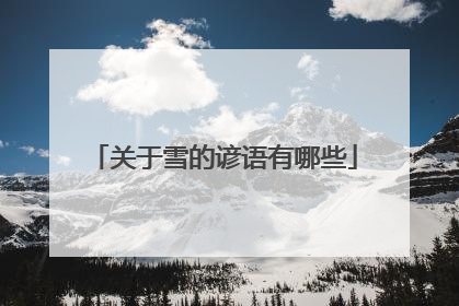 关于雪的谚语有哪些