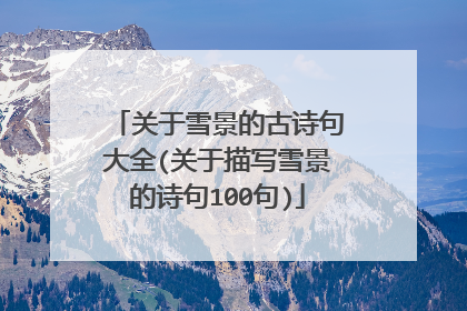 关于雪景的古诗句大全(关于描写雪景的诗句100句)