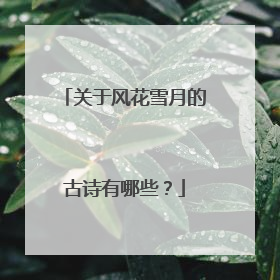 关于风花雪月的古诗有哪些？