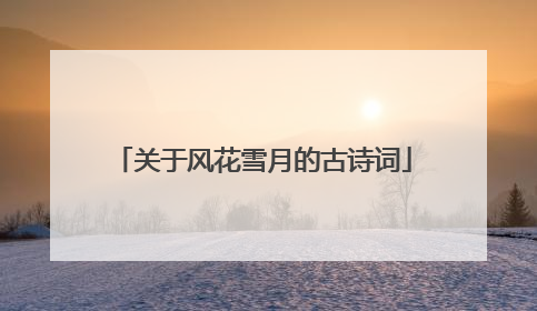 关于风花雪月的古诗词