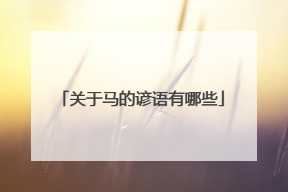 关于马的谚语有哪些