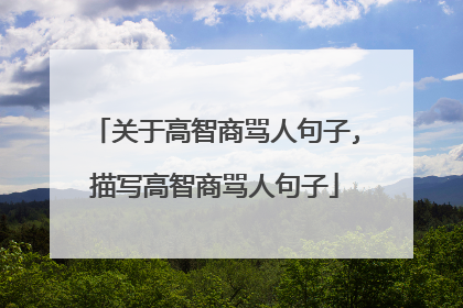 关于高智商骂人句子,描写高智商骂人句子