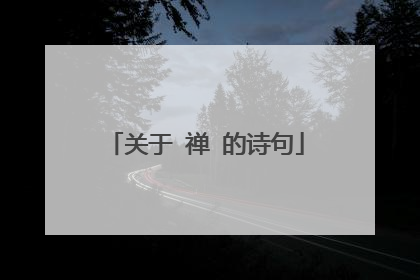 关于 禅 的诗句