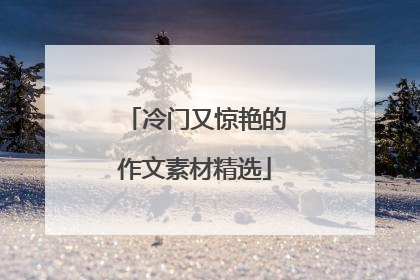 冷门又惊艳的作文素材精选