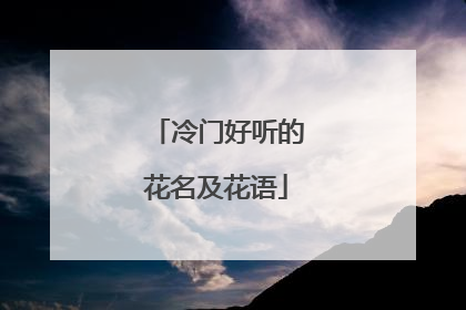 冷门好听的花名及花语