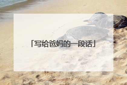 写给爸妈的一段话