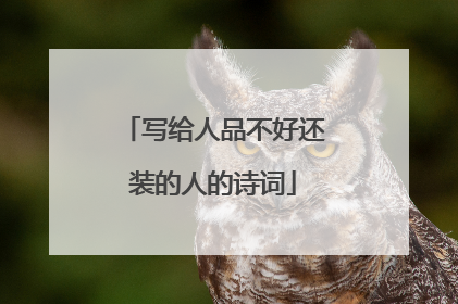写给人品不好还装的人的诗词
