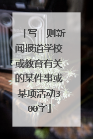 写一则新闻报道学校或教育有关的某件事或某项活动300字