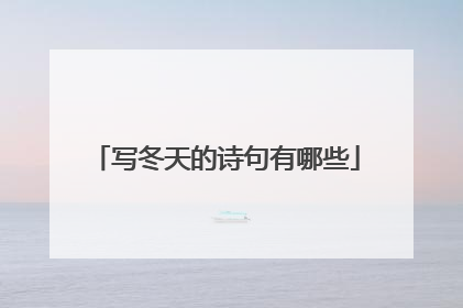 写冬天的诗句有哪些