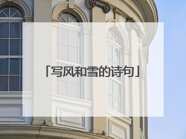 写风和雪的诗句
