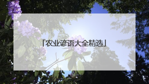 农业谚语大全精选