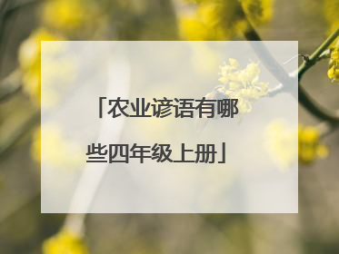 农业谚语有哪些四年级上册