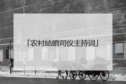 农村结婚司仪主持词