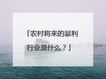 农村将来的暴利行业是什么？