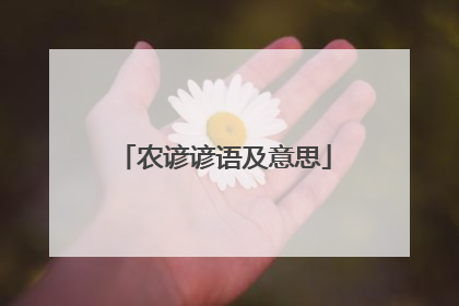 农谚谚语及意思