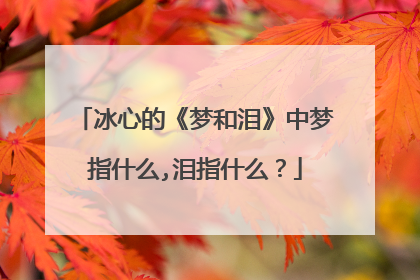 冰心的《梦和泪》中梦指什么,泪指什么?