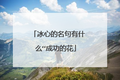 冰心的名句有什么“成功的花