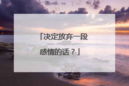 决定放弃一段感情的话?