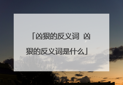 凶狠的反义词 凶狠的反义词是什么