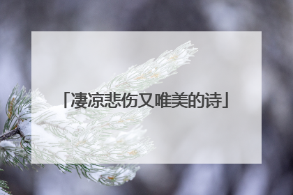 凄凉悲伤又唯美的诗