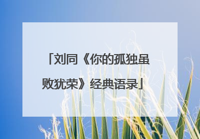 刘同《你的孤独虽败犹荣》经典语录