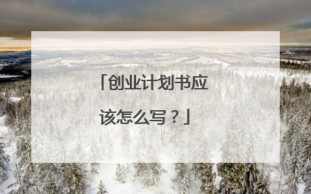 创业计划书应该怎么写?