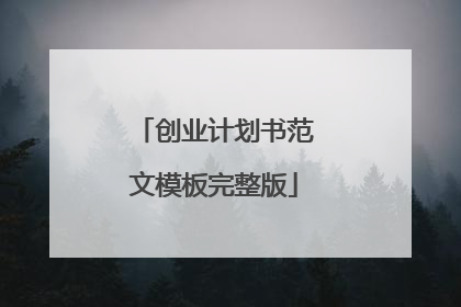 创业计划书范文模板完整版