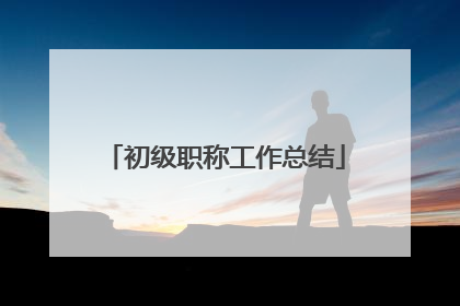 初级职称工作总结