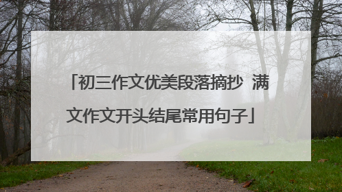 初三作文优美段落摘抄 满文作文开头结尾常用句子