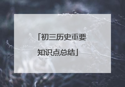 初三历史重要知识点总结