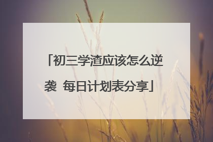 初三学渣应该怎么逆袭 每日计划表分享