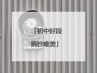 初中好段摘抄唯美