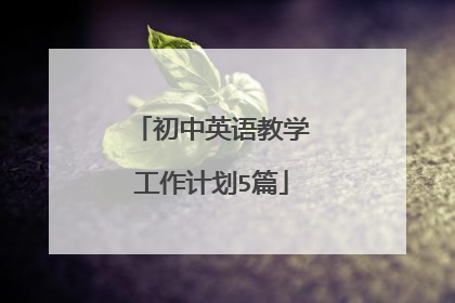 初中英语教学工作计划5篇