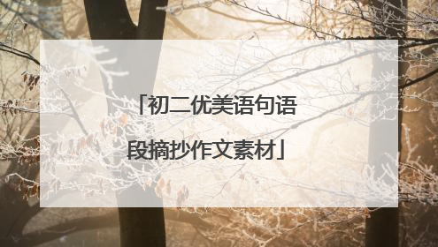 初二优美语句语段摘抄作文素材