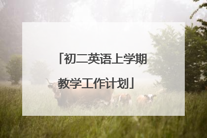 初二英语上学期教学工作计划